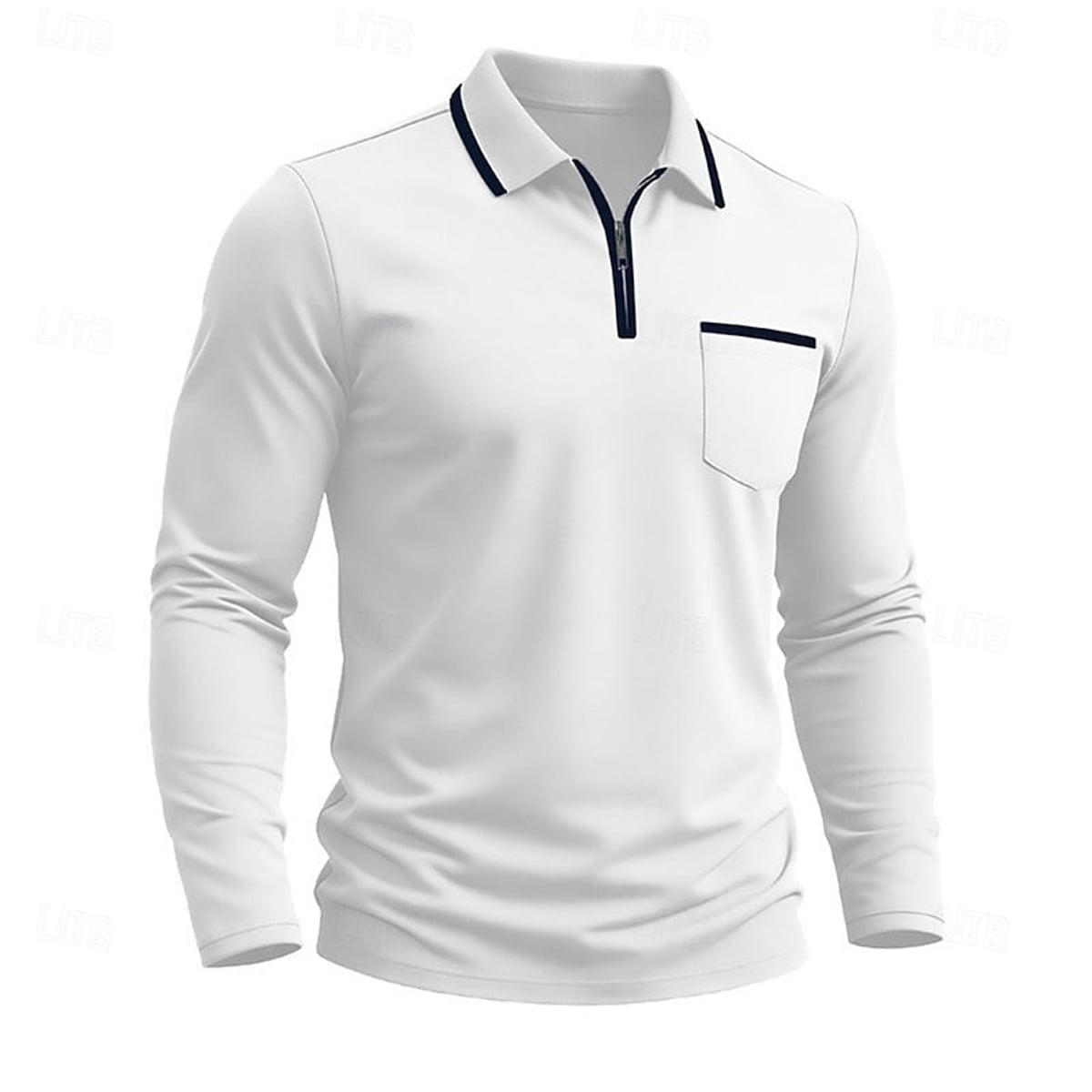 heren quarter-zip polo met lange mouw