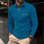 heren quarter-zip polo met rits in blauw