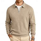 heren quarter-zip pullover met getextureerde afwerking en slanke pasvorm