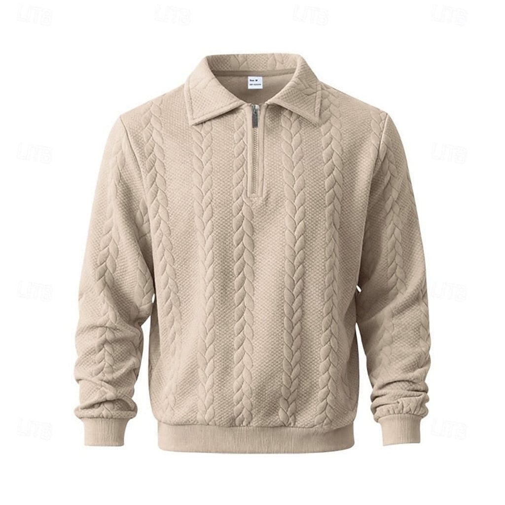 heren quarter-zip pullover met kraag in khaki