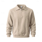 heren quarter-zip pullover met kraag in khaki