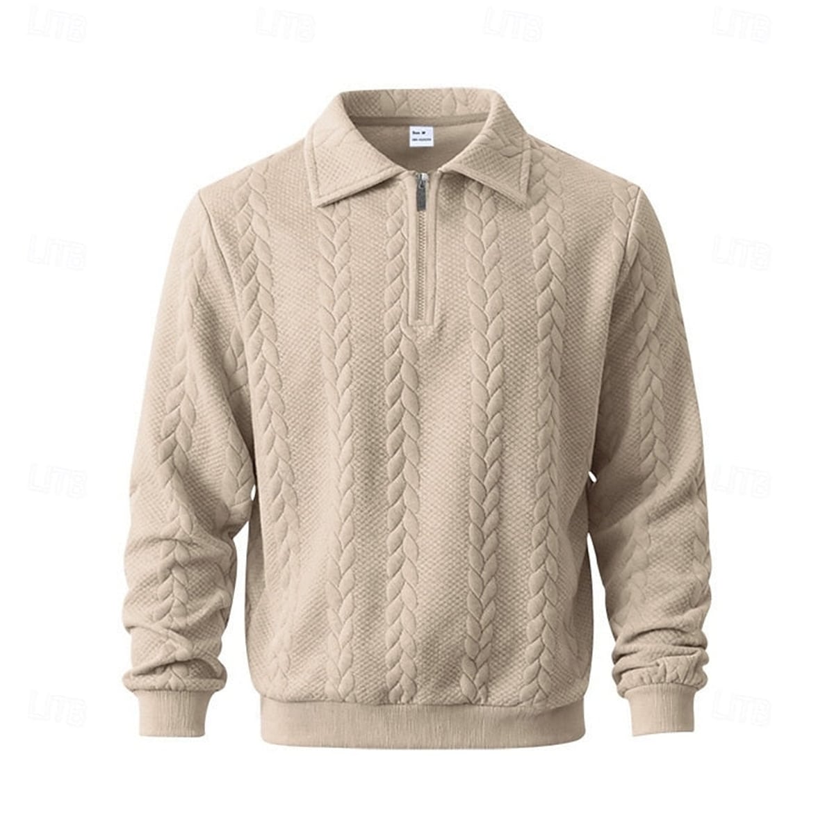 heren quarter-zip pullover met kraag in khaki