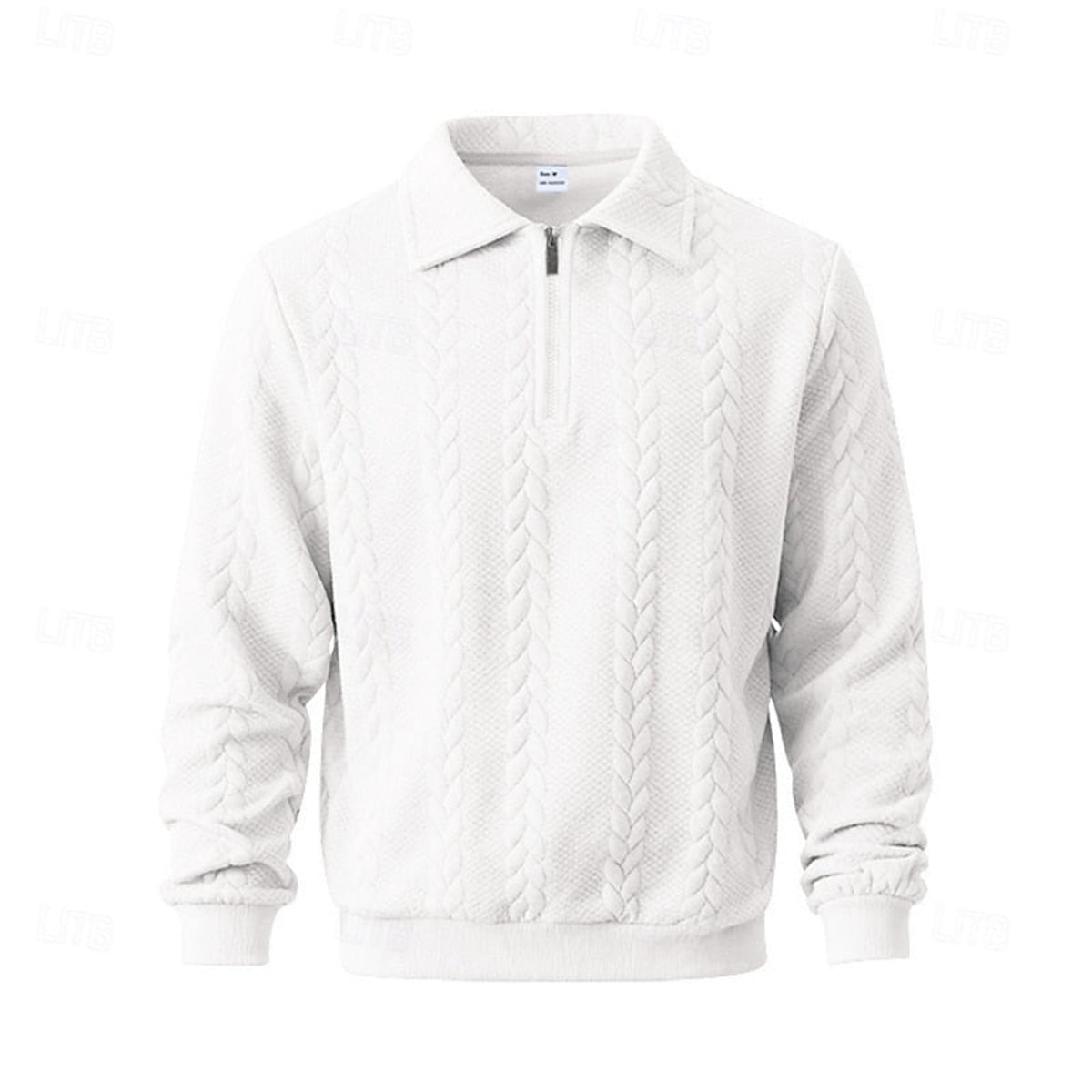 heren quarter-zip pullover met kraag in wit