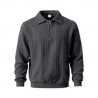heren quarter-zip pullover met kraag in donkergrijs