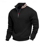 heren quarter-zip pullover met relaxed fit en staande kraag in zwart