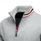 heren quarter-zip pullover met relaxed fit en staande kraag