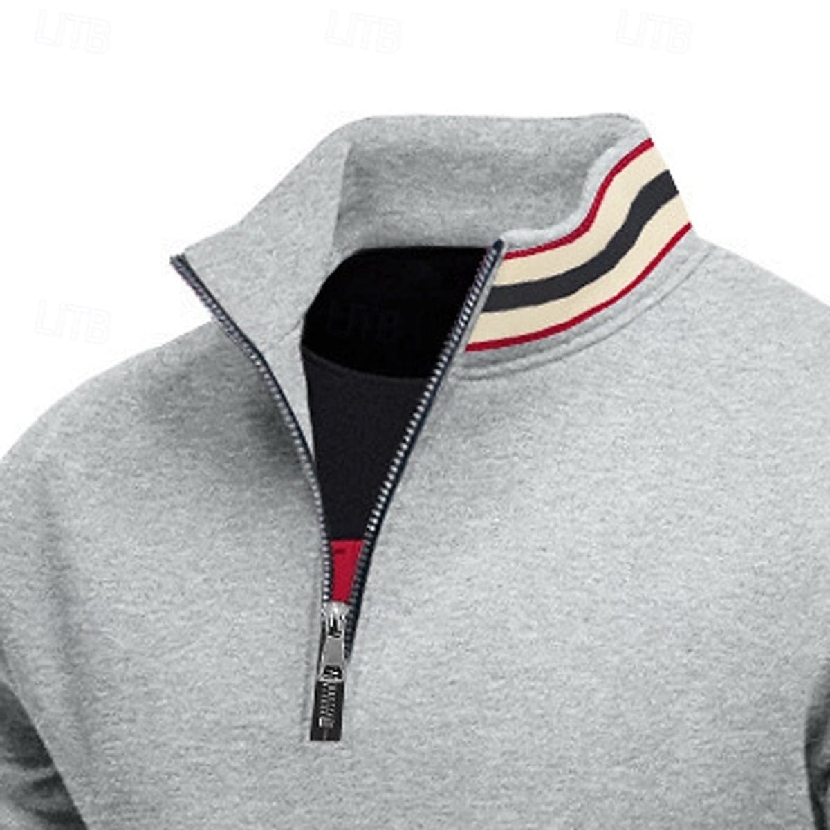 heren quarter-zip pullover met relaxed fit en staande kraag
