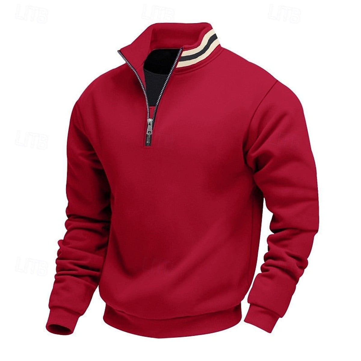 heren quarter-zip pullover met relaxed fit en staande kraag in rood