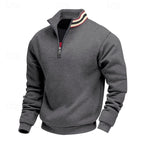 heren quarter-zip pullover met relaxed fit en staande kraag in grijs