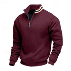 heren quarter-zip pullover met relaxed fit en staande kraag in bordeaux