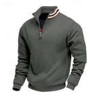 heren quarter-zip pullover met relaxed fit en staande kraag in donkergrijs
