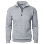 heren quarter-zip pullover met slanke pasvorm en staande kraag in grijs