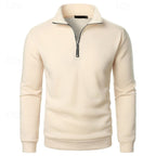 heren quarter-zip pullover met slanke pasvorm en staande kraag in abrikoos