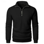 heren quarter-zip pullover met slanke pasvorm en staande kraag in zwart