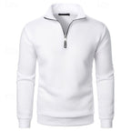 heren quarter-zip pullover met slanke pasvorm en staande kraag in wit