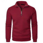 heren quarter-zip pullover met slanke pasvorm en staande kraag in wijnrood