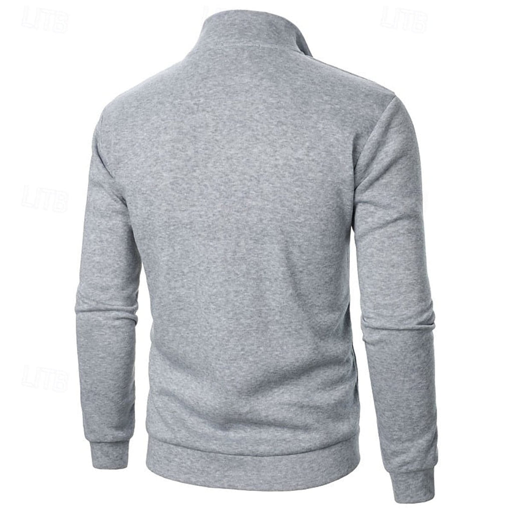 heren quarter-zip pullover met slanke pasvorm en staande kraag