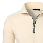 heren quarter-zip pullover met slanke pasvorm en staande kraag