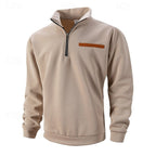 heren quarter-zip pullover met staande kraag in khaki
