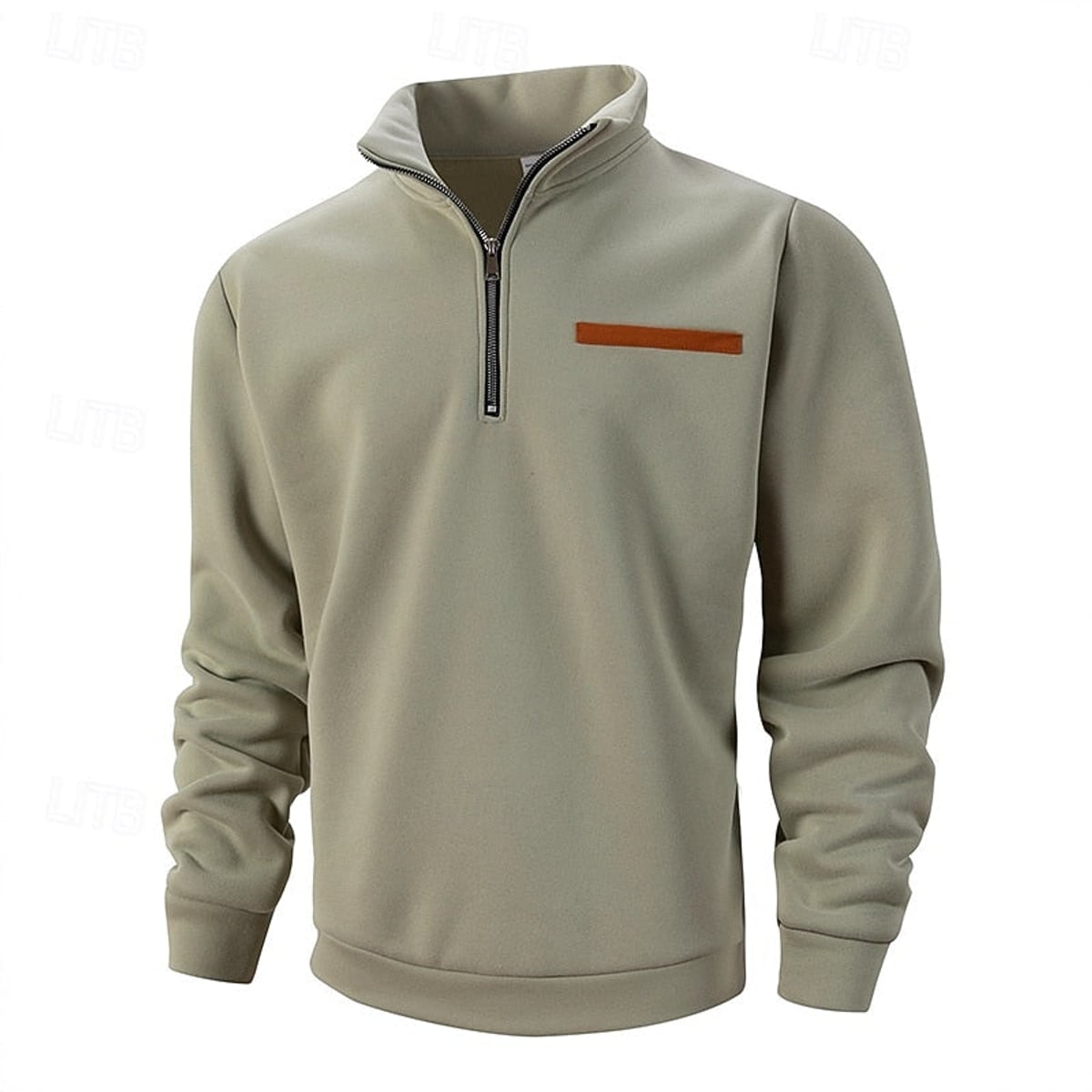 heren quarter-zip pullover met staande kraag in groen
