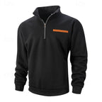 heren quarter-zip pullover met staande kraag in zwart