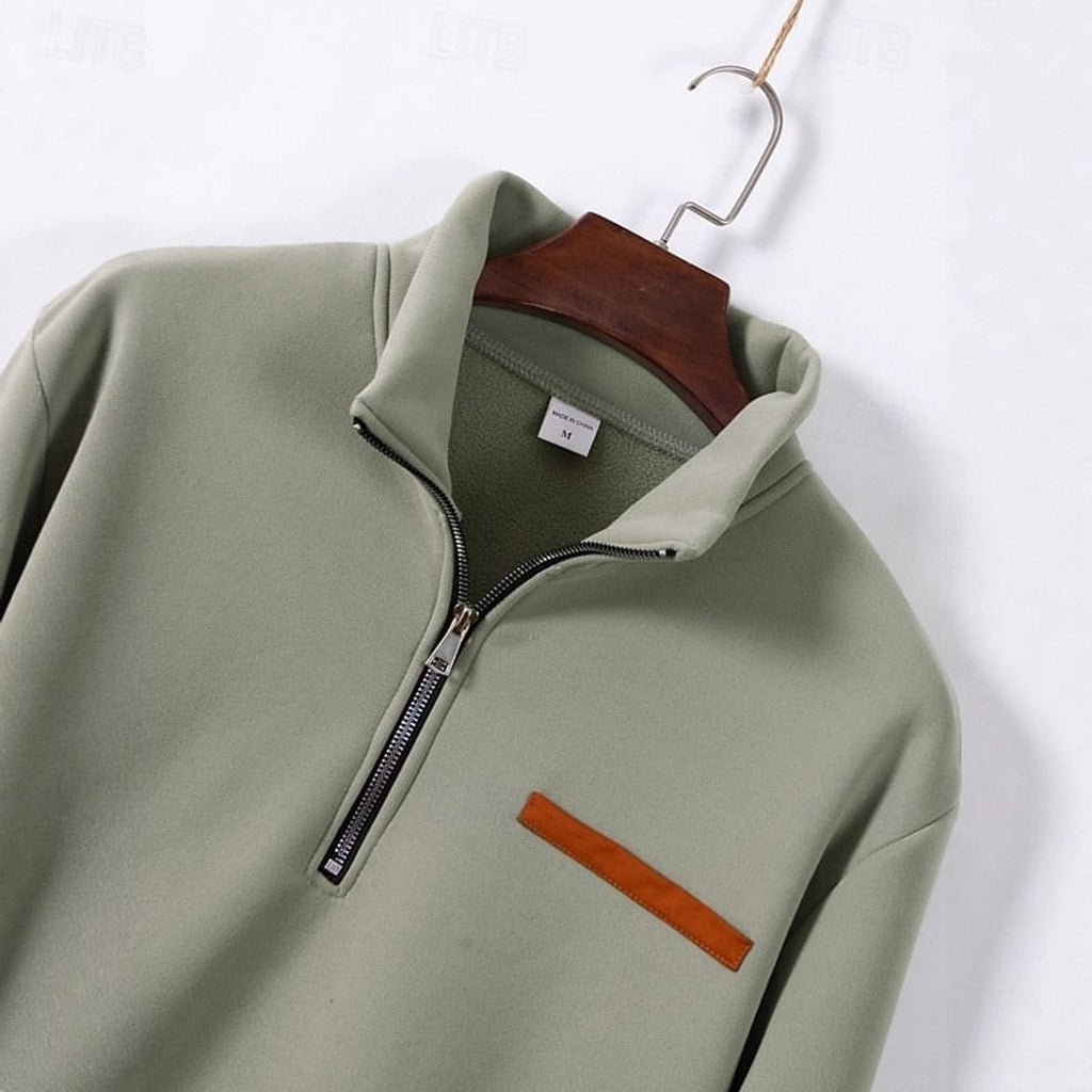 heren quarter-zip pullover met staande kraag