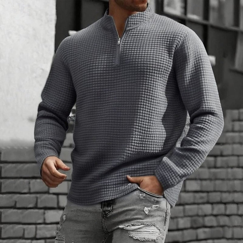 heren quarter-zip sweater met textuur