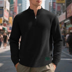 heren quarter-zip sweater met textuur in zwart