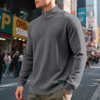 heren quarter-zip sweater met textuur