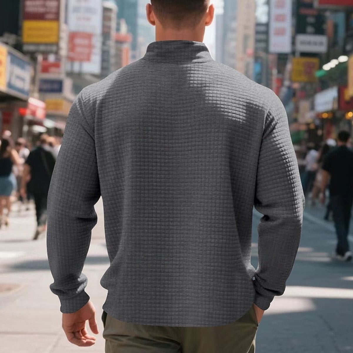 heren quarter-zip sweater met textuur