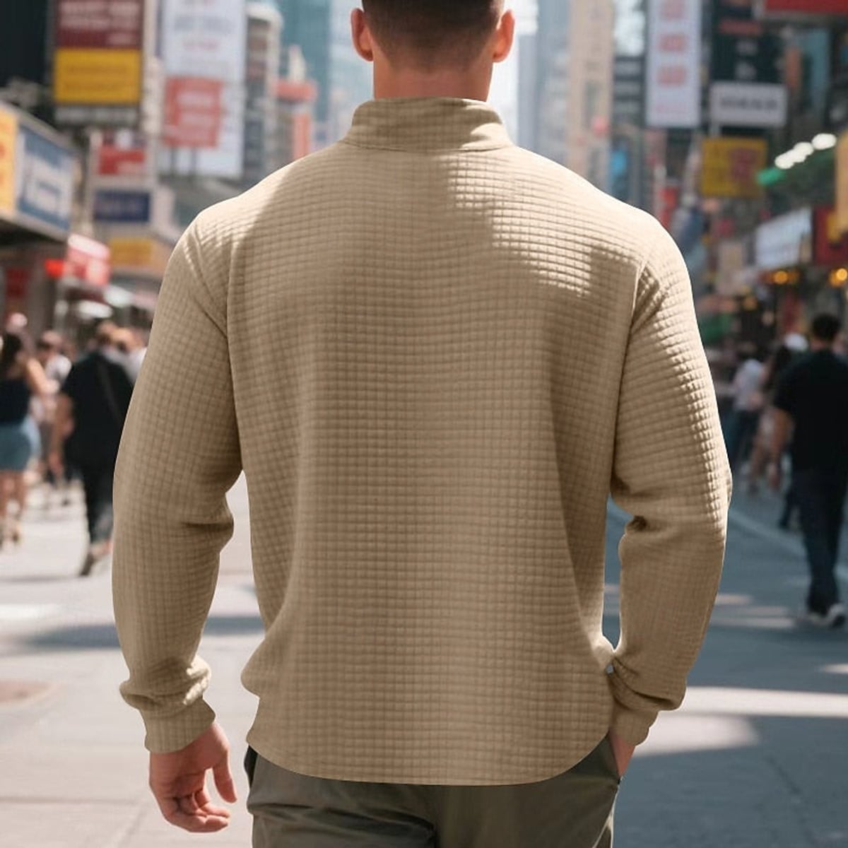 heren quarter-zip sweater met textuur