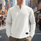 heren quarter-zip sweater met textuur in wit