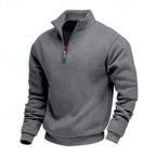 heren quarter-zip sweater met zachte fleece voering in donkergrijs