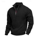 heren quarter-zip sweater met zachte fleece voering in zwart