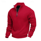 heren quarter-zip sweater met zachte fleece voering in rood