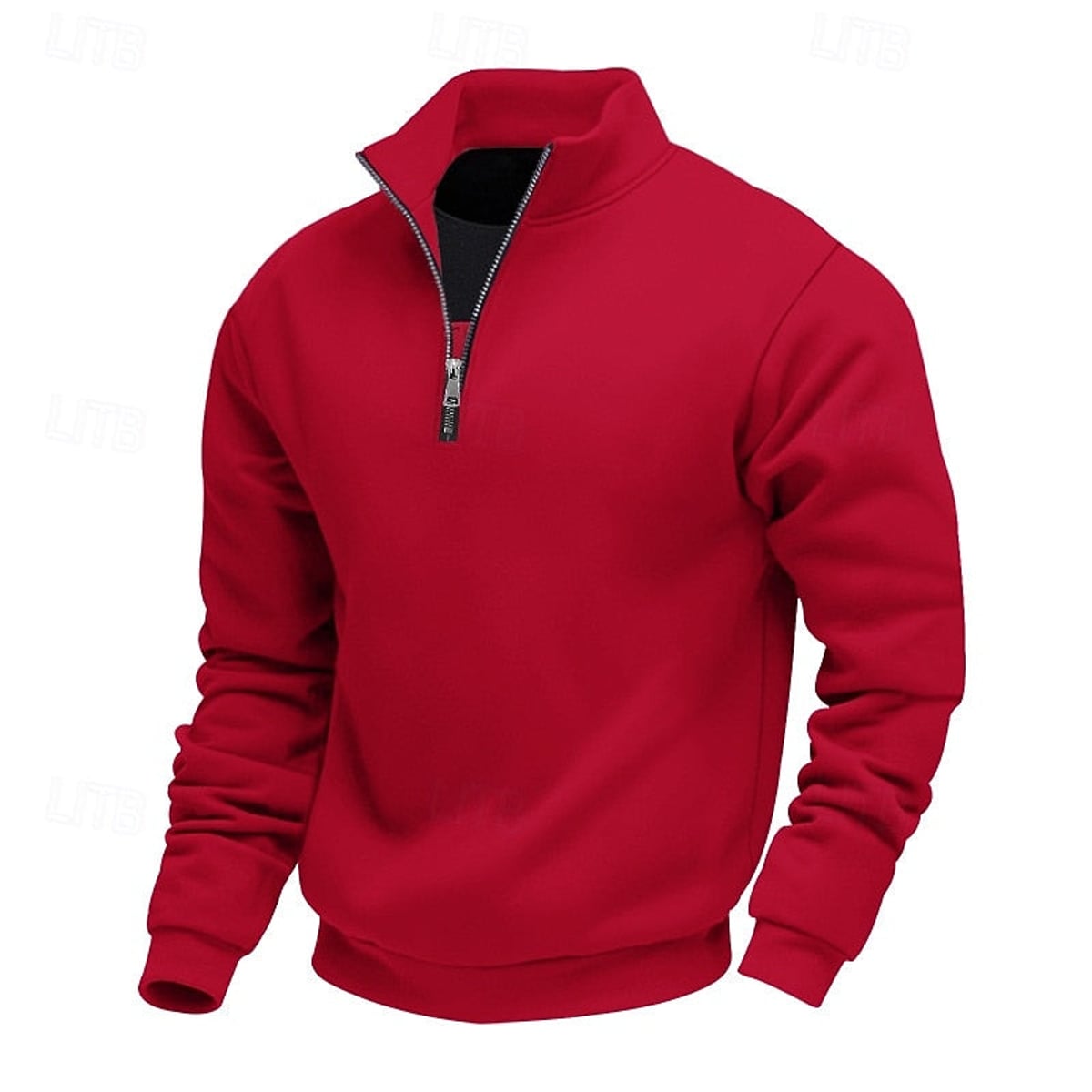 heren quarter-zip sweater met zachte fleece voering in rood
