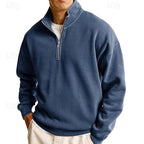 heren quarter-zip sweatshirt met staande kraag in marineblauw