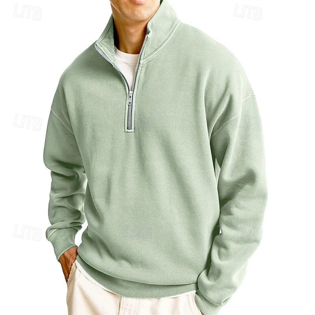 heren quarter-zip sweatshirt met staande kraag in lichtgroen