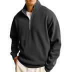heren quarter-zip sweatshirt met staande kraag in zwart