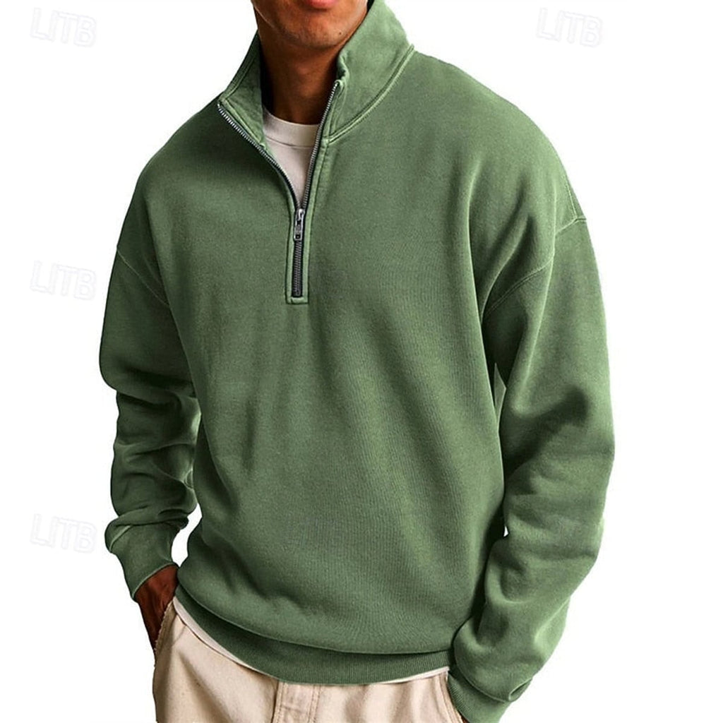 heren quarter-zip sweatshirt met staande kraag in groen