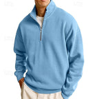 heren quarter-zip sweatshirt met staande kraag in lichtblauw