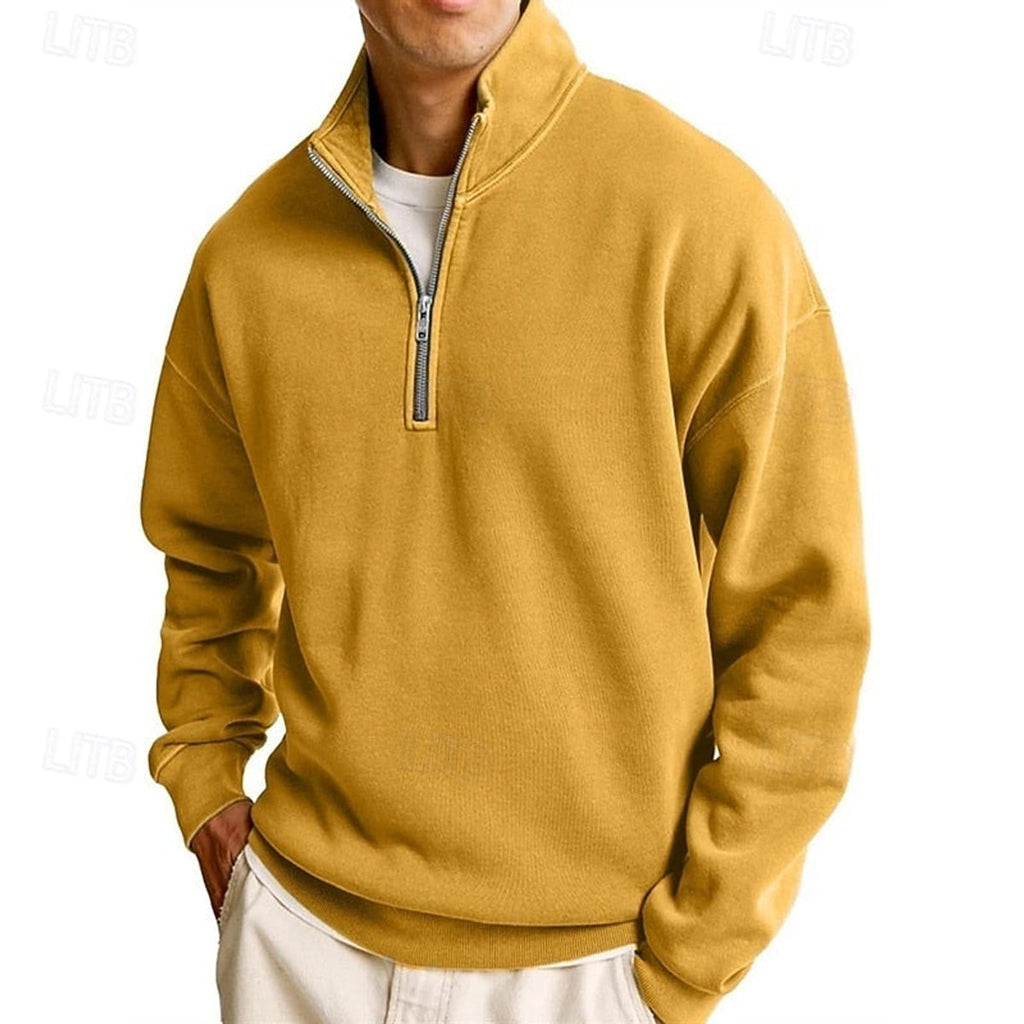 heren quarter-zip sweatshirt met staande kraag in geel