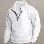 heren quarter-zip trui met ontspannen pasvorm en zachte voering in wit