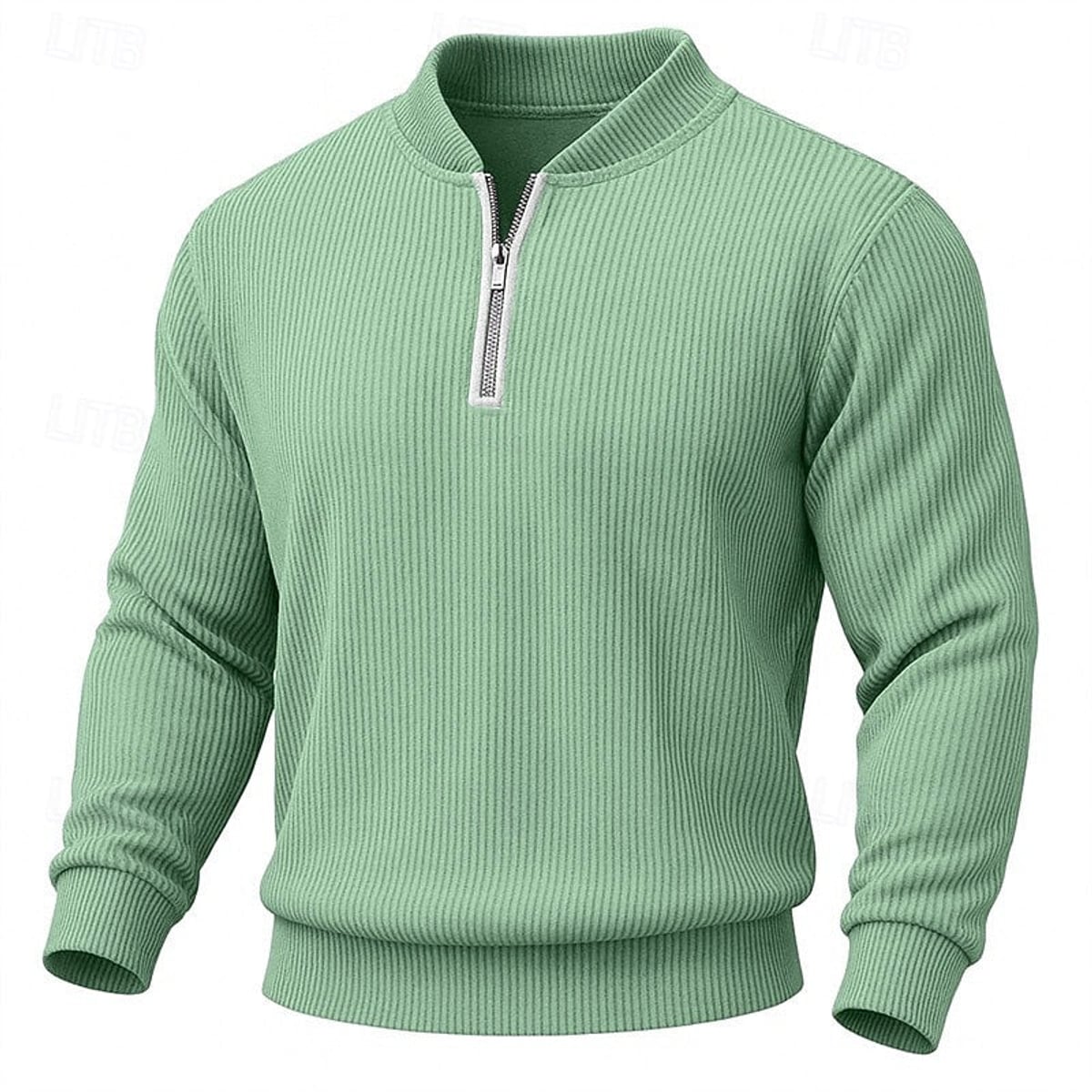 heren quarter-zip trui met staande kraag in groen