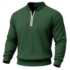 heren quarter-zip trui met staande kraag in donkergroen