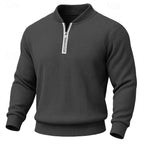 heren quarter-zip trui met staande kraag in donkergrijs