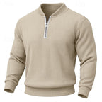 heren quarter-zip trui met staande kraag in abrikoos