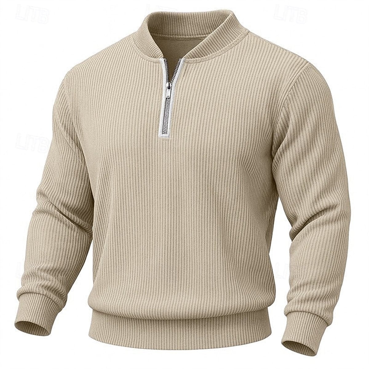 heren quarter-zip trui met staande kraag in abrikoos