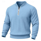 heren quarter-zip trui met staande kraag in lichtblauw