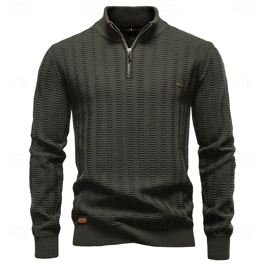 heren regular fit half-zip trui in legergroen